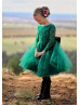 Forest Green Lace Tulle Flower Girl Dress